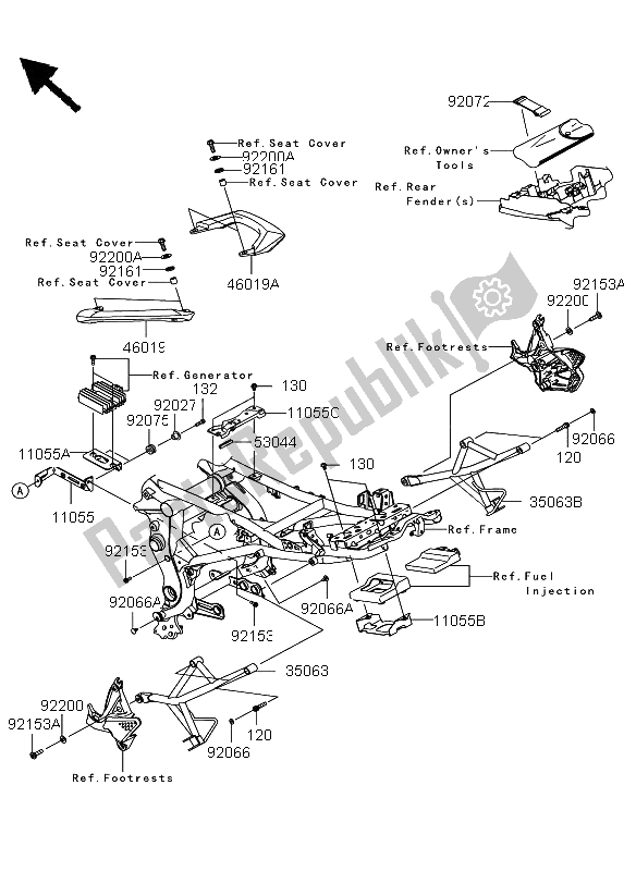 All parts for the Frame Fittings of the Kawasaki Versys 650 2013