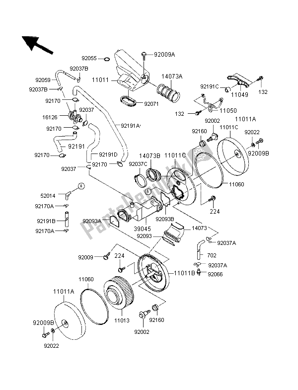 All parts for the Air Cleaner of the Kawasaki VN 1500 Classic 1998