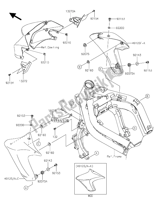 Wszystkie części do Os? Ona Kawasaki ER 6N 650 2015