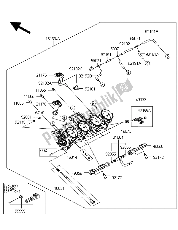 All parts for the Throttle of the Kawasaki Z 1000 SX 2012