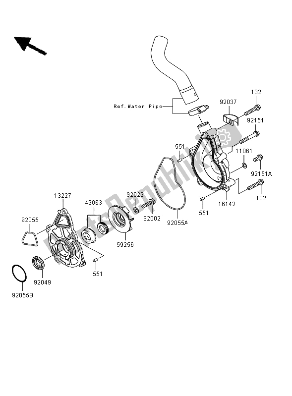 All parts for the Water Pump of the Kawasaki Versys ABS 650 2009