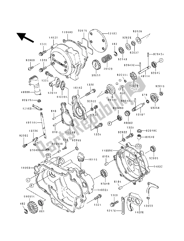 Tutte le parti per il Coperchio Del Motore del Kawasaki KDX 125 1992