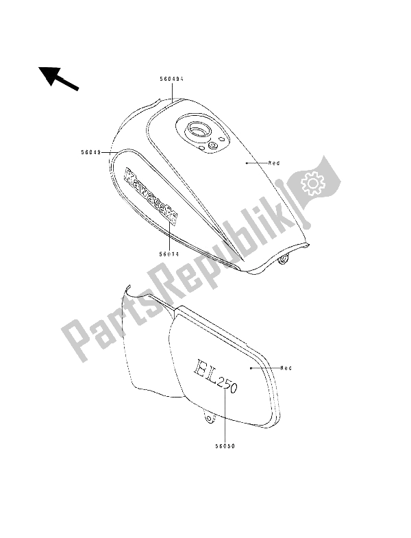 Tutte le parti per il Decalcomanie del Kawasaki EL 250D 1991