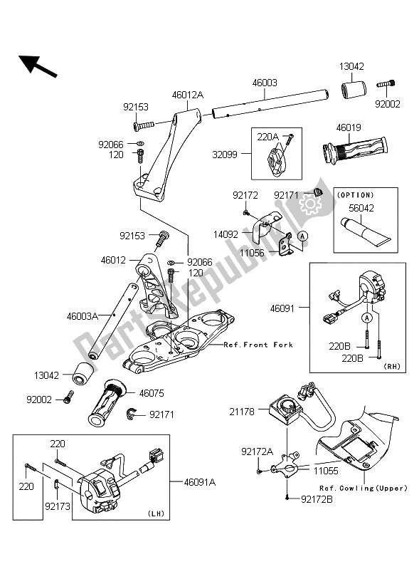 Alle onderdelen voor de Stuur van de Kawasaki 1400 GTR ABS 2011