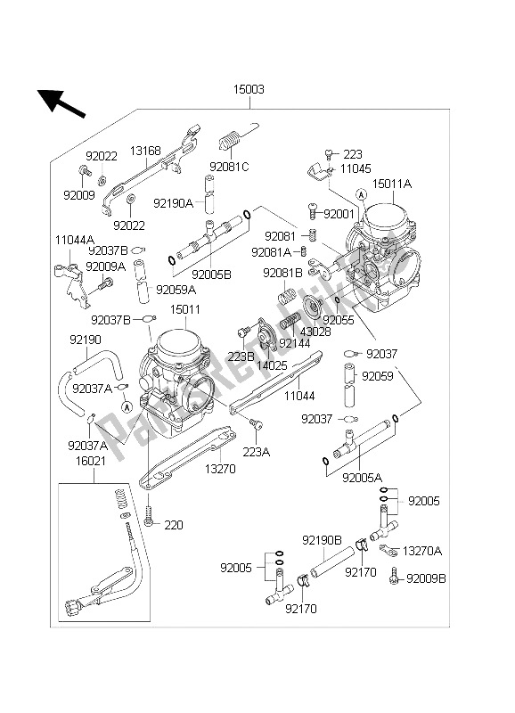 Toutes les pièces pour le Carburateur du Kawasaki KLE 500 2003