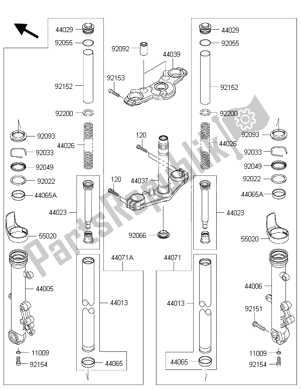 Wszystkie części do Przedni Widelec Kawasaki ER 6F ABS 650 2015