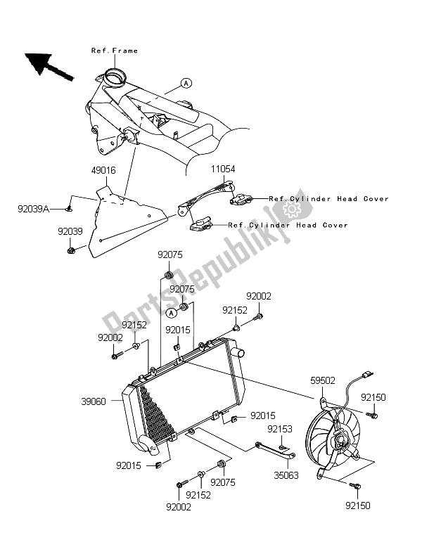 All parts for the Radiator of the Kawasaki Z 750 ABS 2011