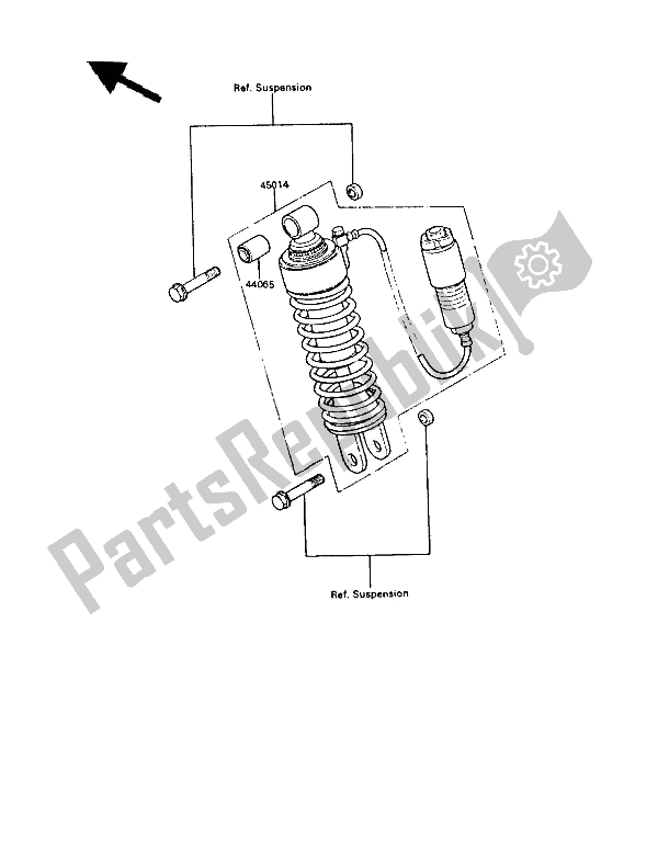 All parts for the Shock Absorber(s) of the Kawasaki GPZ 550 1986