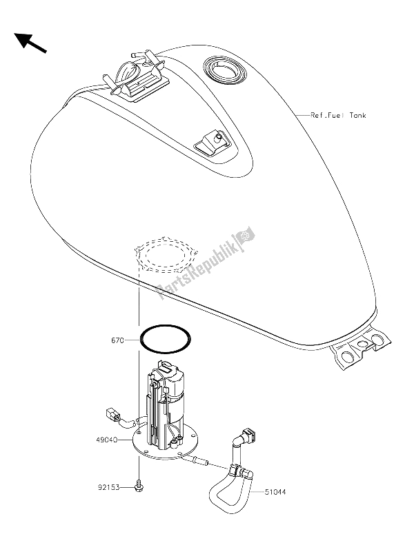 All parts for the Fuel Pump of the Kawasaki VN 900 Custom 2015