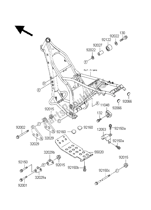 Alle onderdelen voor de Frame Hulpstukken van de Kawasaki KLX 250R 1995