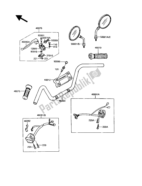 Toutes les pièces pour le Guidon du Kawasaki VN 750 Twin 1986