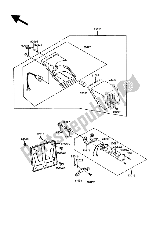 All parts for the Taillight(s) of the Kawasaki KLR 250 1987