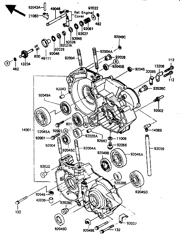 Todas as partes de Bloco Do Motor do Kawasaki KX 250 1986