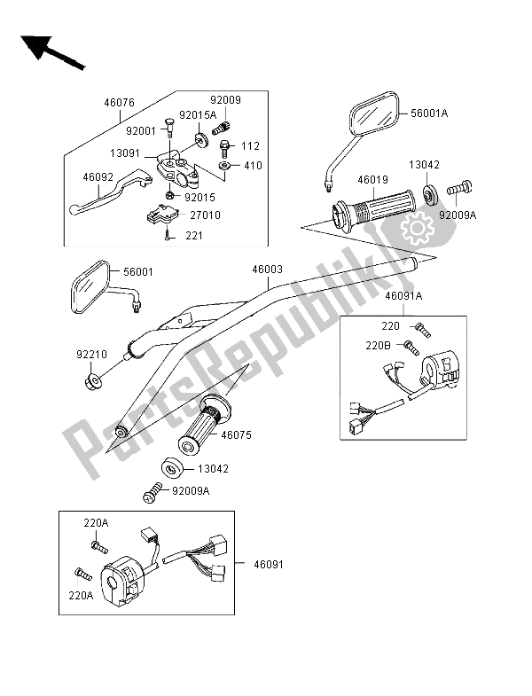 All parts for the Handlebar of the Kawasaki Eliminator 125 1998