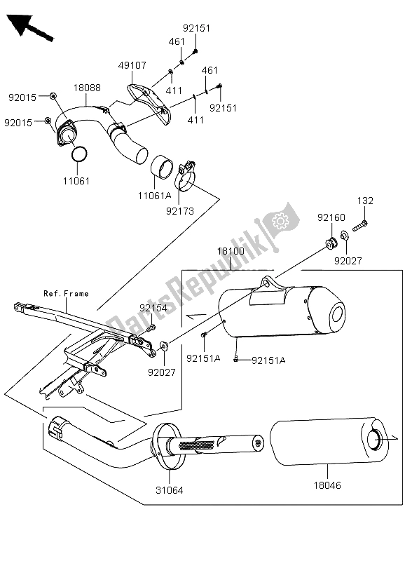 Todas las partes para Silenciador de Kawasaki KX 250F 2011