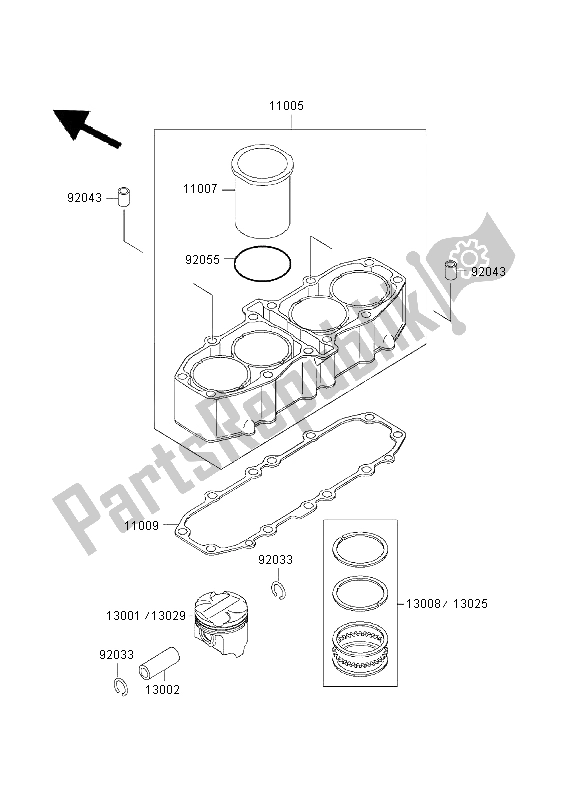 All parts for the Cylinder & Piston of the Kawasaki ZZR 600 2003