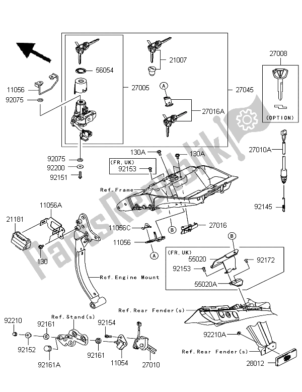 Todas las partes para Switch De Ignición de Kawasaki Z 1000 SX 2012