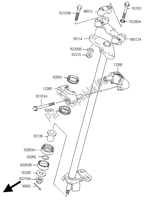 All parts for the Steering Shaft of the Kawasaki KFX 400 2006