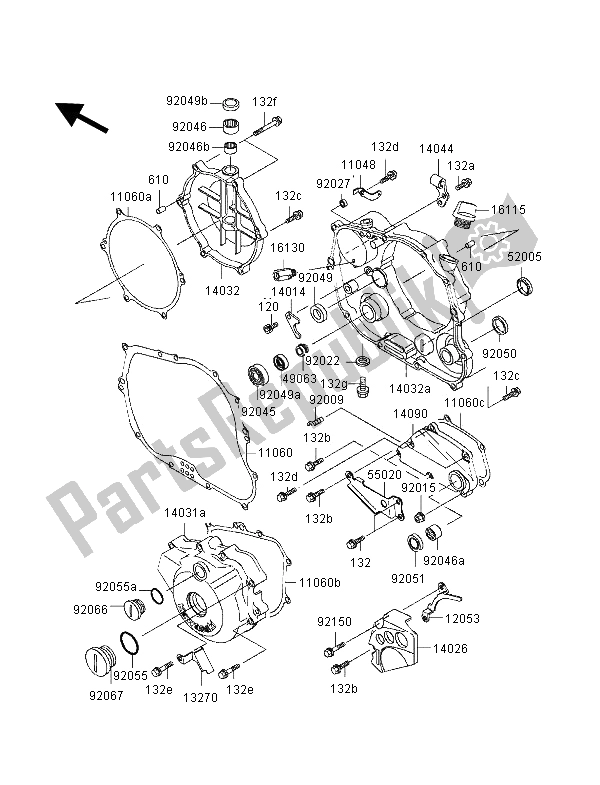 Tutte le parti per il Coperchio Del Motore del Kawasaki KLX 250R 1996