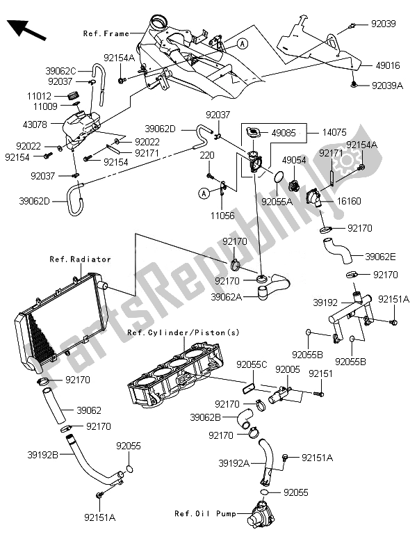 Toutes les pièces pour le Conduite D'eau du Kawasaki Z 800 ABS BEF 2014