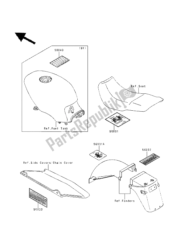 All parts for the Labels of the Kawasaki GPZ 500S 1994