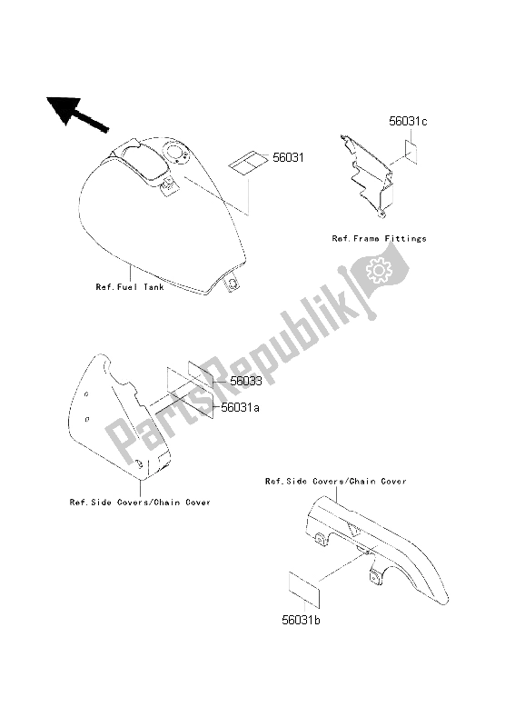 All parts for the Labels of the Kawasaki EN 500 2001