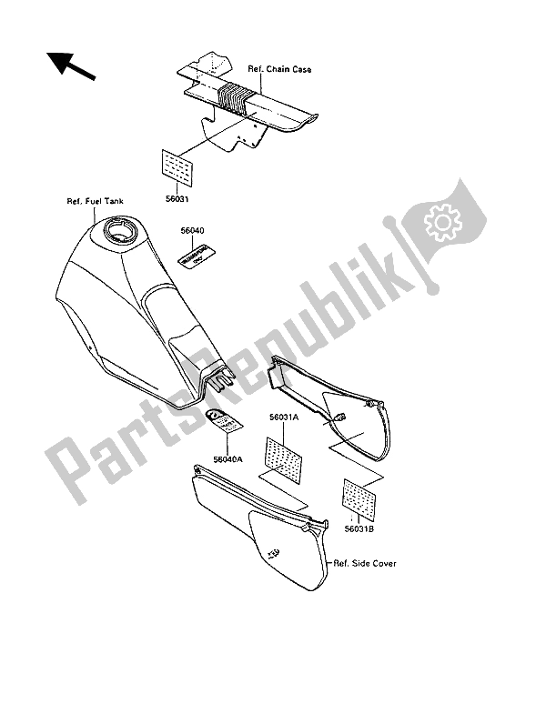 Tutte le parti per il Etichetta del Kawasaki KLR 250 1992