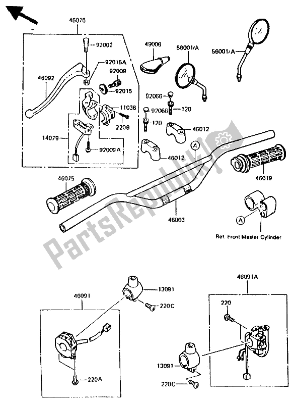 Toutes les pièces pour le Guidon du Kawasaki KMX 200 1988