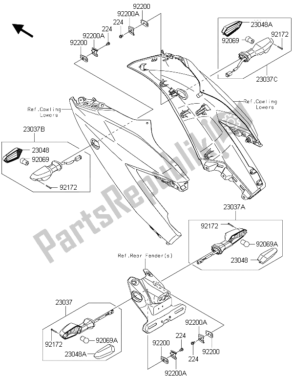 All parts for the Turn Signals of the Kawasaki Ninja 250 SL ABS 2015