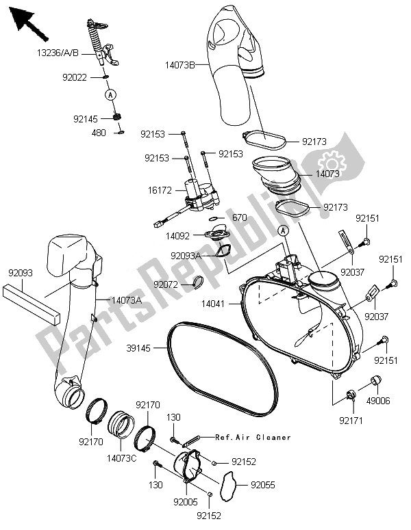 All parts for the Converter Cover of the Kawasaki Brute Force 750 4X4I Epsgef 2014