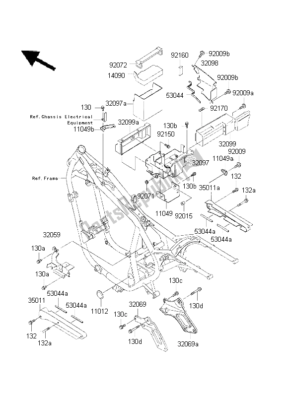 All parts for the Frame Fittings of the Kawasaki EN 500 2001