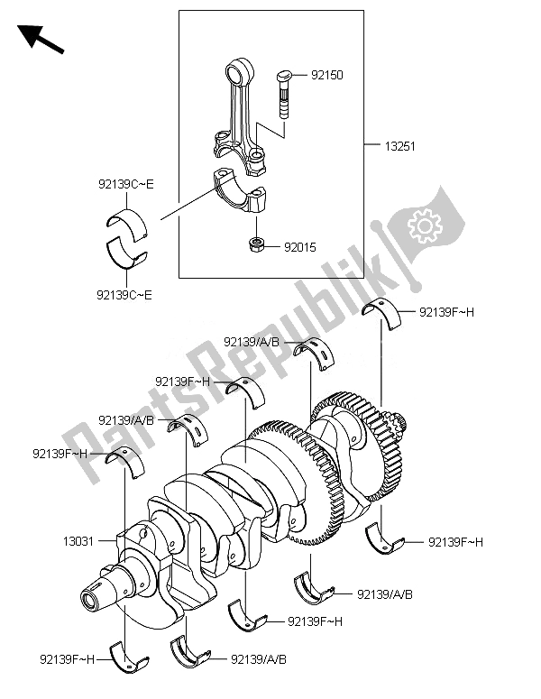 All parts for the Crankshaft of the Kawasaki ZX 1000 SX ABS 2014