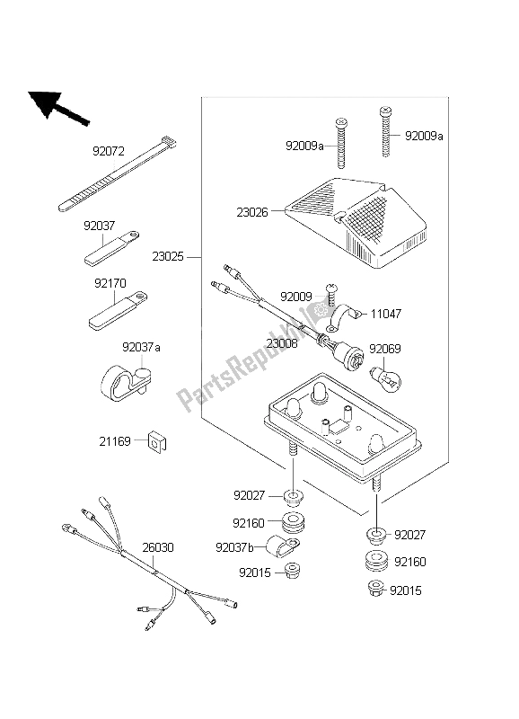 All parts for the Taillight of the Kawasaki KLX 300R 1999