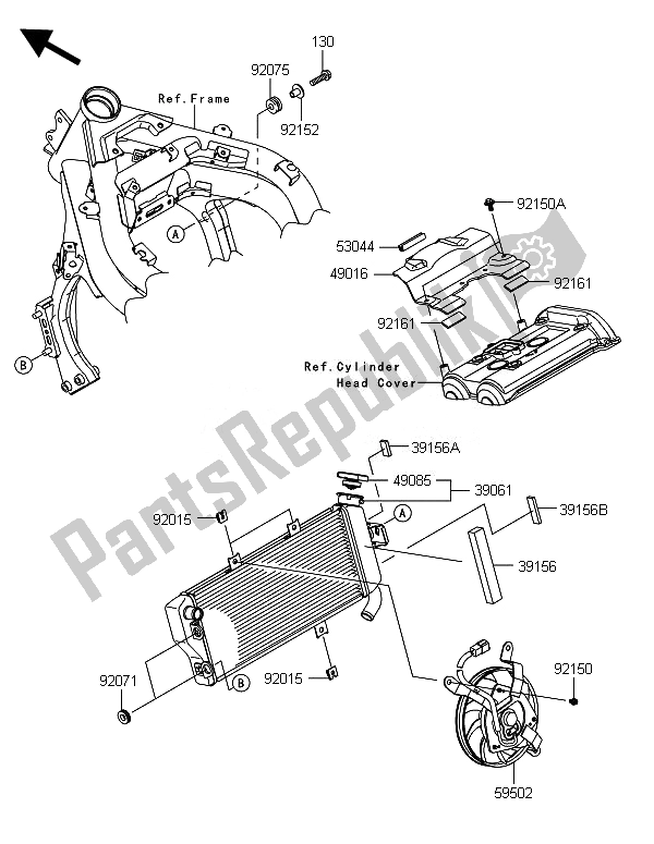 All parts for the Radiator of the Kawasaki ER 6F ABS 650 2014