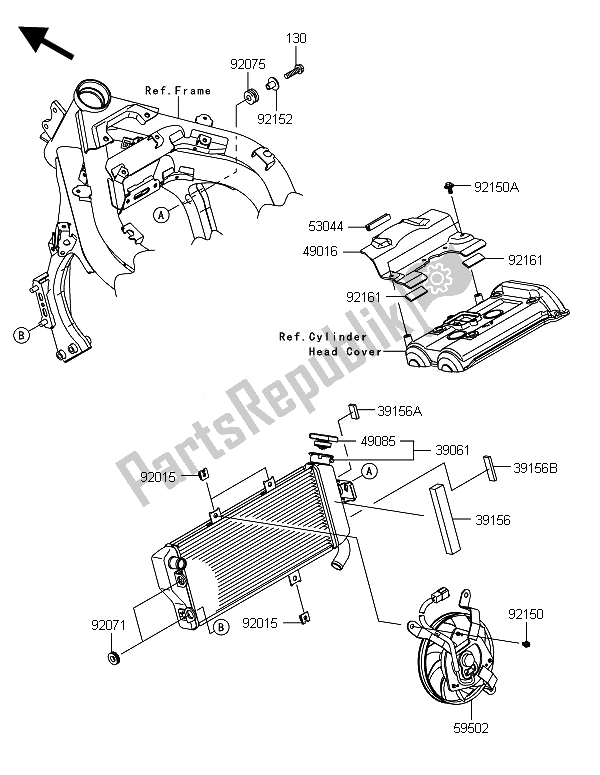 All parts for the Radiator of the Kawasaki ER 6F ABS 650 2014