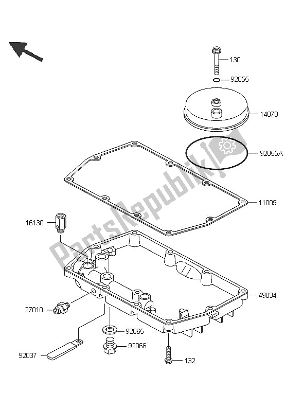 All parts for the Breather Cover & Oil Pan of the Kawasaki ER 5 500 2005