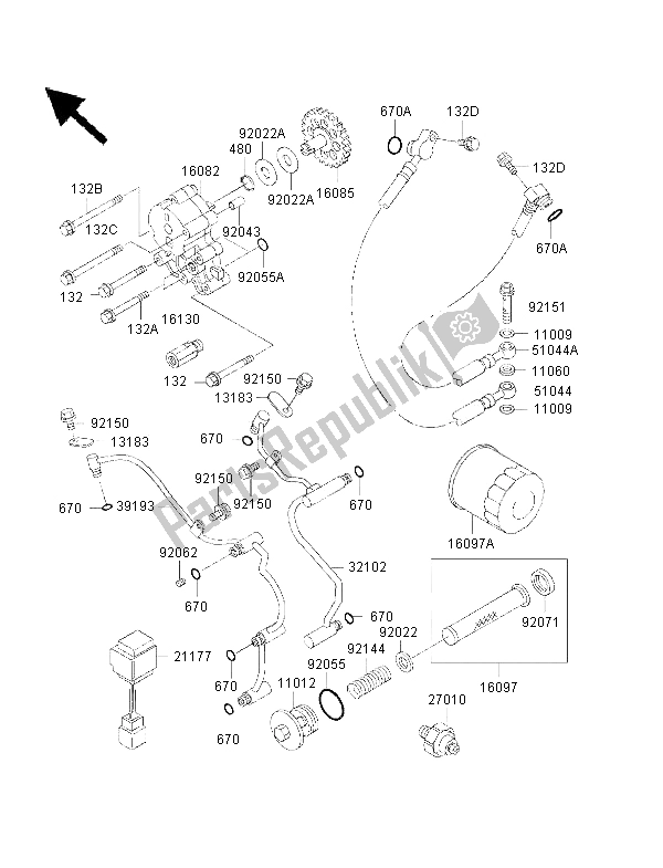 All parts for the Oil Pump of the Kawasaki VN 1500 Drifter 2002