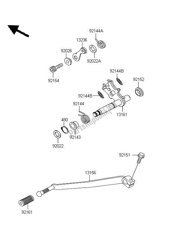 All parts for the Gear Change Mechanism of the Kawasaki W 800 2012