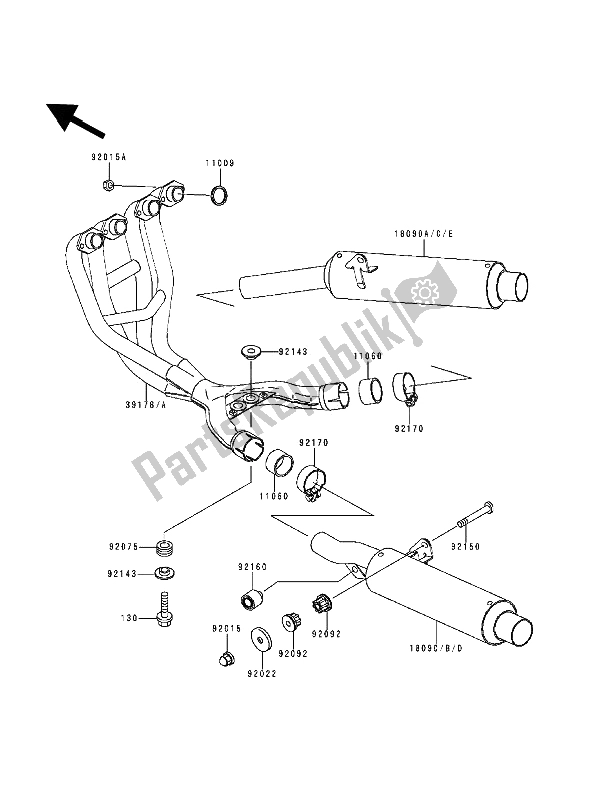 All parts for the Muffler(s) of the Kawasaki ZZ R 600 1994