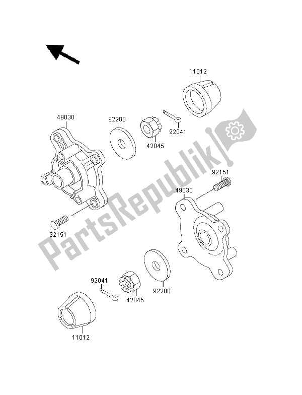 All parts for the Front Hub of the Kawasaki KVF 400 4X4 2000