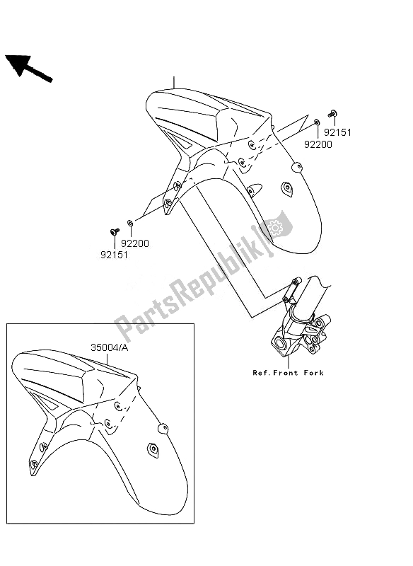 All parts for the Front Fender of the Kawasaki Versys ABS 650 2011