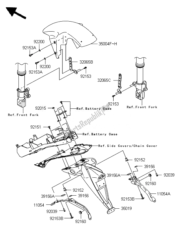 Tutte le parti per il Parabordi del Kawasaki Z 750 2010