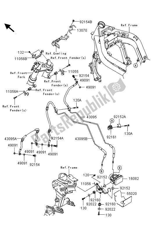 Tutte le parti per il Tubazioni Del Freno del Kawasaki ER 6N ABS 650 2013