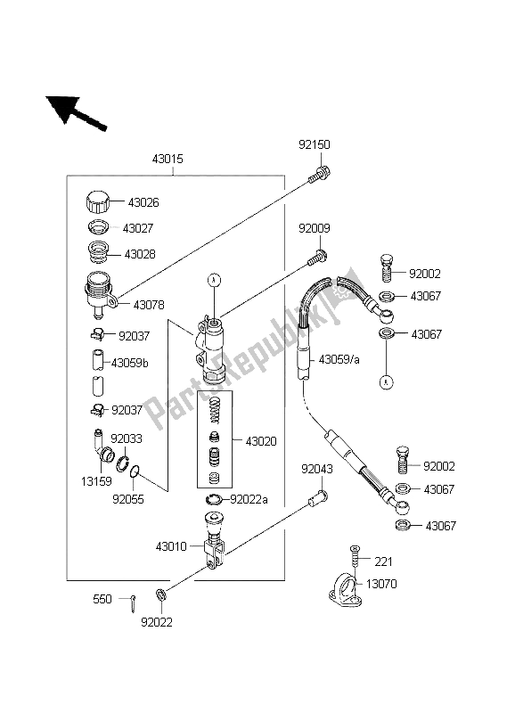 Tutte le parti per il Pompa Freno Posteriore del Kawasaki KX 80 SW LW 1995