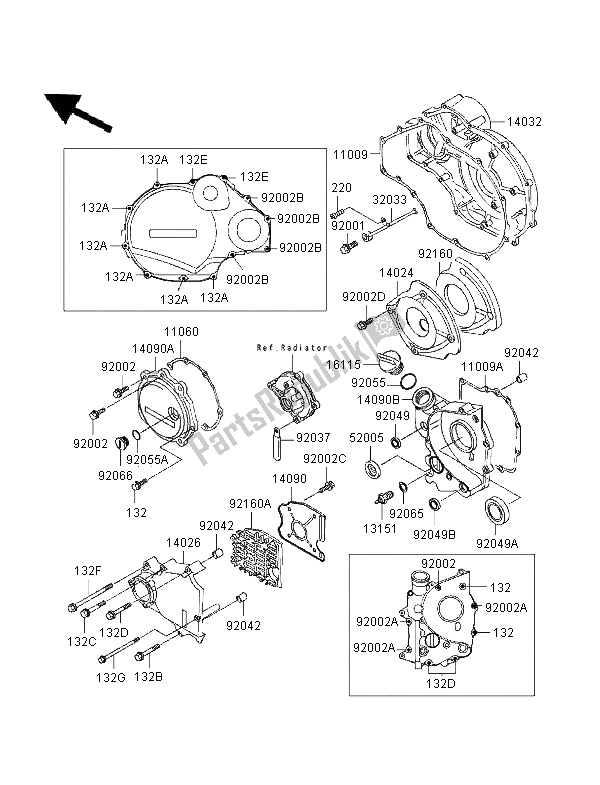 Toutes les pièces pour le Couvert De Moteur du Kawasaki GPZ 1100 ABS 1996