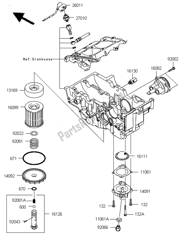 Tutte le parti per il Pompa Dell'olio del Kawasaki Ninja 250R 2011