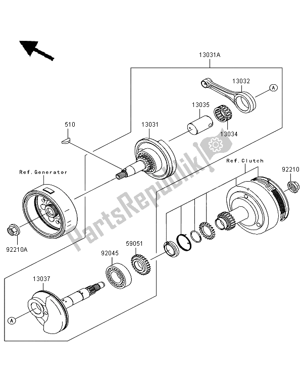 Todas las partes para Cigüeñal de Kawasaki KLX 110 2009