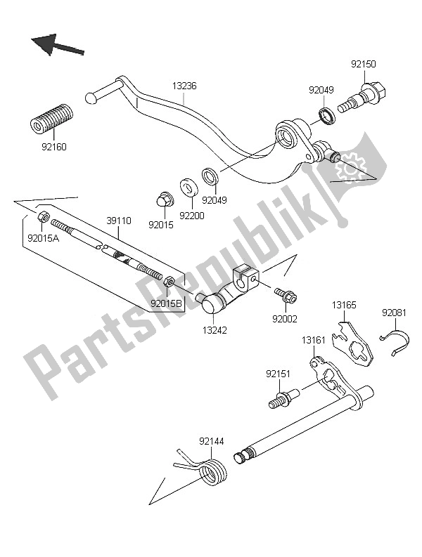 All parts for the Gear Change Mechanism of the Kawasaki Eliminator 125 2005