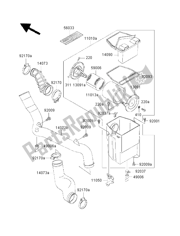 All parts for the Air Cleaner of the Kawasaki KLF 300 4X4 2000