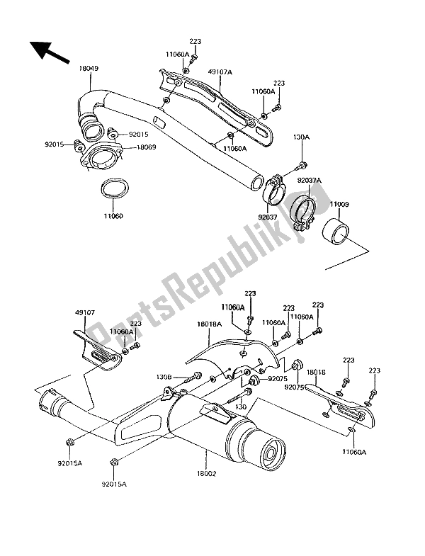 Toutes les pièces pour le Silencieux (s) du Kawasaki KLR 600 1993